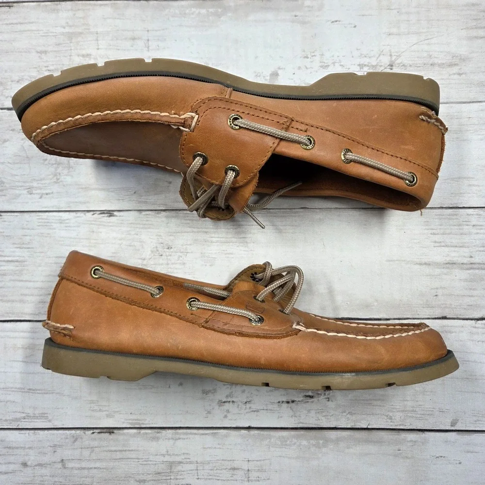 Sperry Top-Sider 0777894 Boat Shoes Men 10M Tan Leather Classic Nautical Loafers
